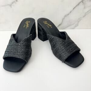 Seychelles Women Adapt Raffia Heeled Sandals Size 7 Minimal Classic Beachy Black